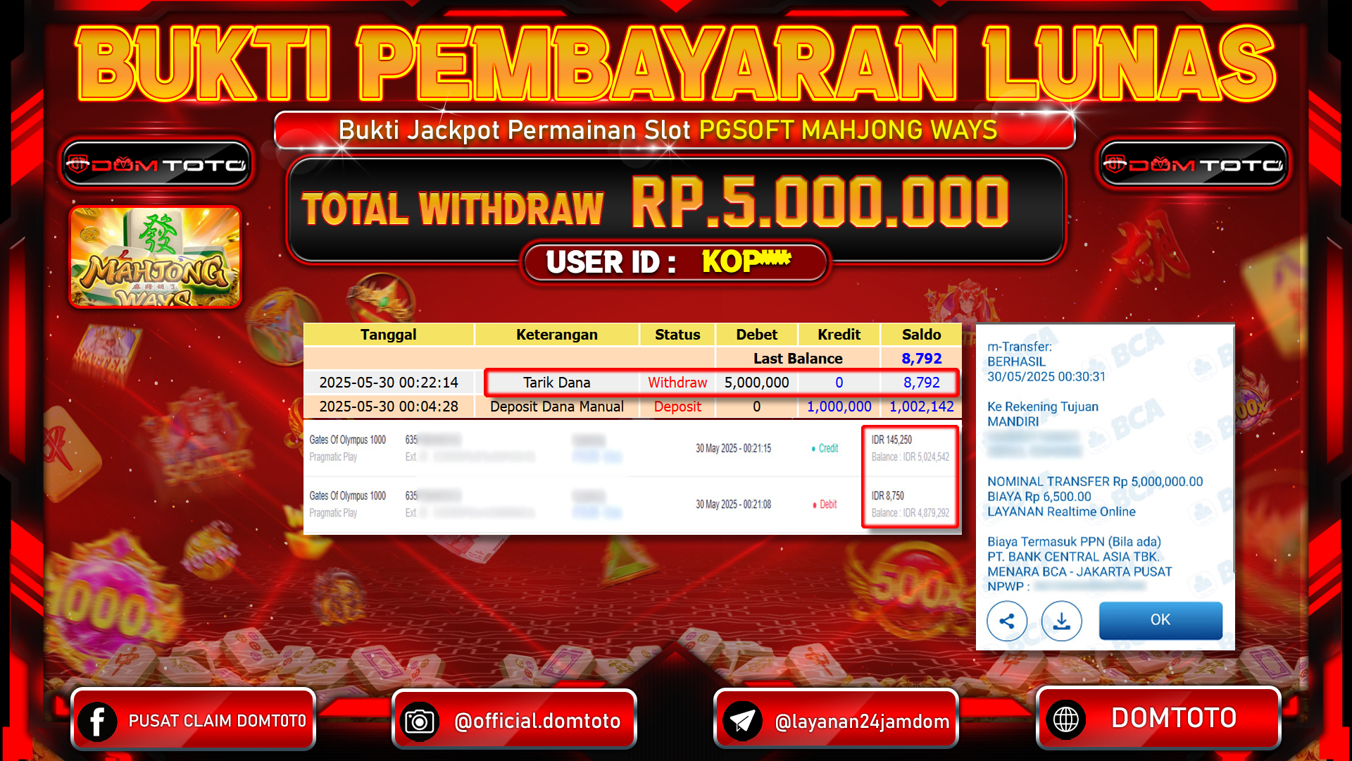 JACKPOT SLOT MAHJONG WAYS  30 MEI 2025